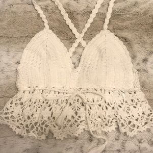 Tags on! White Crochet Crop Top